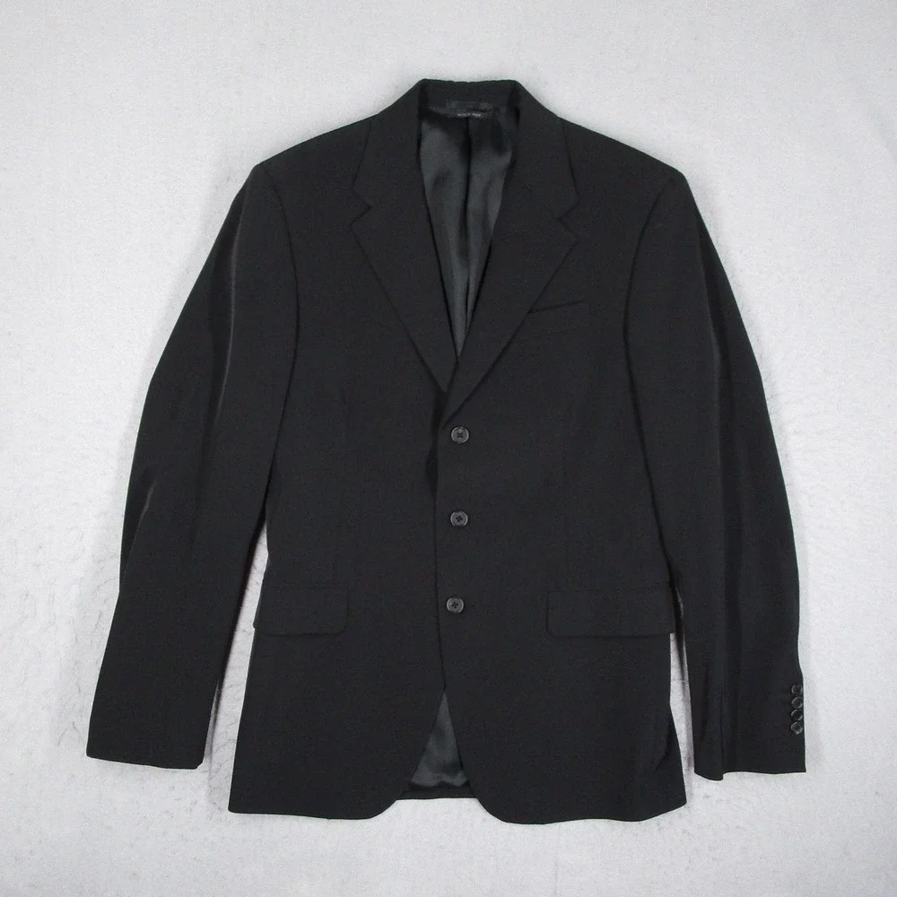 Prada Milano Suit Mens Black Stretch 48R Italy A8095 2 Piece 3 Button